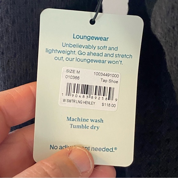 Tommy John Henley lounge sweater knit is n “Tap Shoe” black. Thick and cozy! - Picture 8 of 10